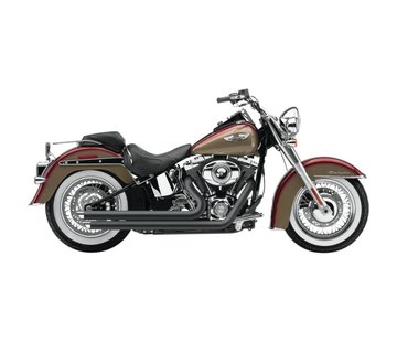 Cobra Exhaust system Slash Down with powerport black heat shields; For all 12-16 FXST/ FLST models