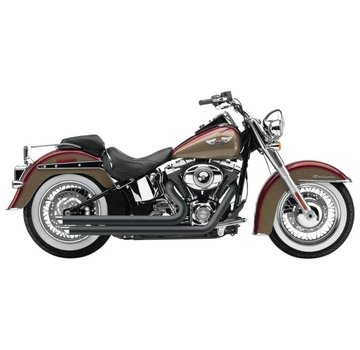 Cobra Exhaust system Slash Down with powerport black heat shields; For all 12-16 FXST/ FLST models