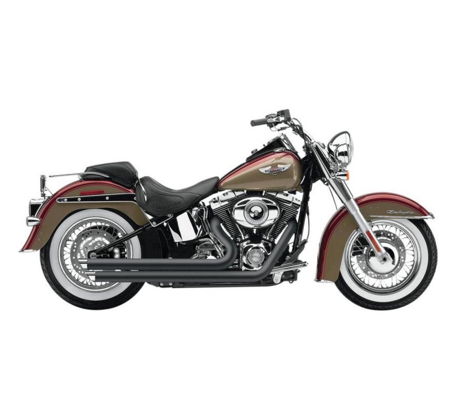 Exhaust system Slash Down with powerport black heat shields; For all 12-16 FXST/ FLST models