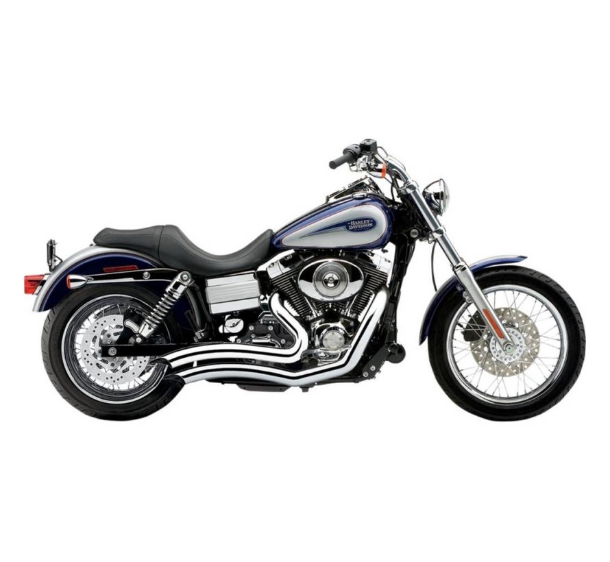 Exhaust system Speedster Short Swept chrome heat shields; For all 12‑16 Dyna models (except FLD)