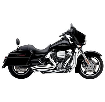 Cobra Exhaust system Speedster Short Swept chrome heat shields; For all 10‑16 FLHT/ FLHR/ FLHX/ FL Trike models