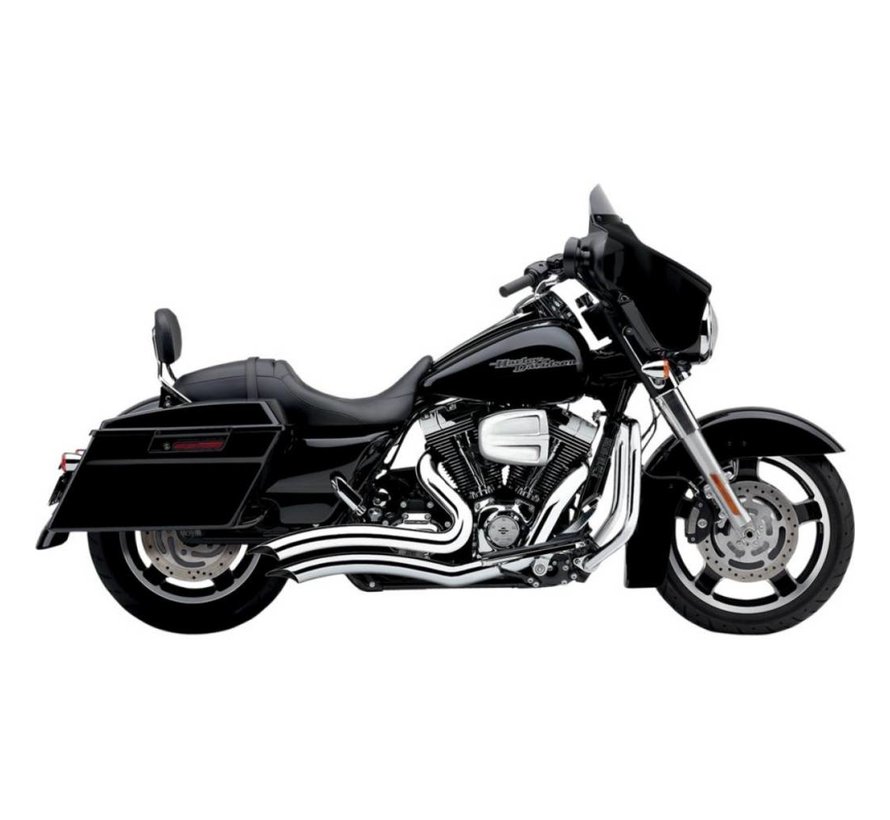 Exhaust system Speedster Short Swept chrome heat shields; For all 10‑16 FLHT/ FLHR/ FLHX/ FL Trike models