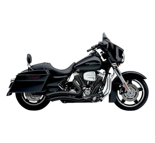 Cobra Exhaust system Speedster Short Swept black heat shields; For all 10‑16 FLHT/ FLHR/ FLHX/ FL Trike models