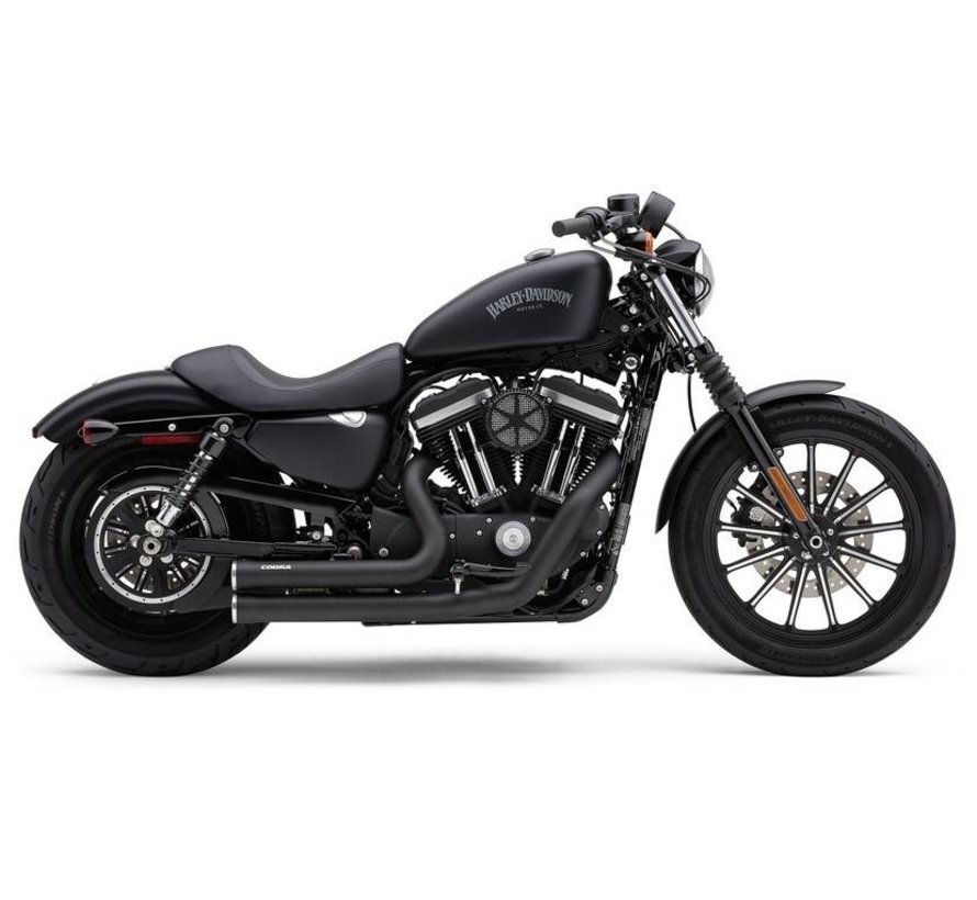 Exhaust system Speedster Short with Powerport Black with clear-coated machined aluminum tips; For 14-16 XL