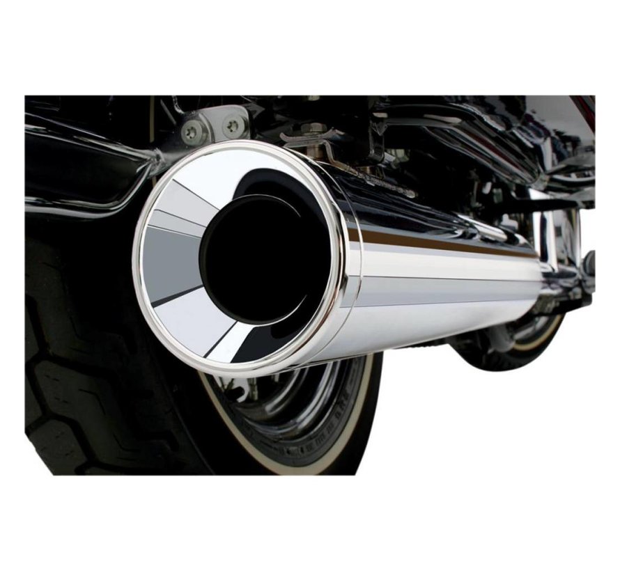 Exhaust system Dragster staggered chrome; For Softail FLST/FXST 86-06