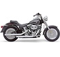 Exhaust system Dragster staggered chrome; For Softail FLST/FXST 86-06