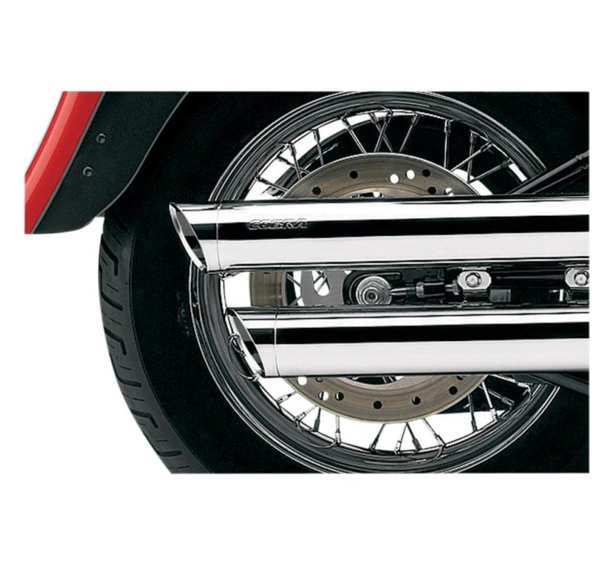 exhaust 3 inch slip-on mufflers chrome; 08-16 FXDF