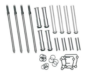 S&S adjustable pushrod  kit with chrome covers ; Fits: > 99‑17 Twin Cam