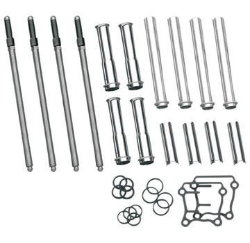 S&S adjustable pushrod  kit with chrome covers ; Fits: > 99‑17 Twin Cam