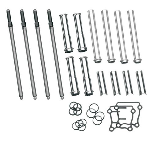 S&S kit de varillas de empuje ajustable con cubiertas cromadas; Compatible con:> 99‑17 Twin Cam