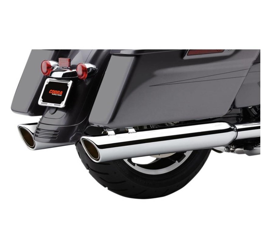exhaust Slip-On Twin Mufflers - Chrome for 95-16 FLHT/ FLHR/ FLHX/ FLTR