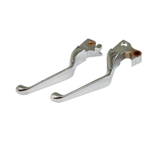 MCS Levers polished or chrome Fits: > 96-17 Dyna; 96-14 Softail; 96-07 Touring; 96-03 XL