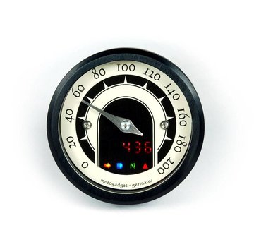 Motogadget Speedo Motoscope minúsculo cuentakilómetros analógico de 49 mm - Negro clásico o pulido