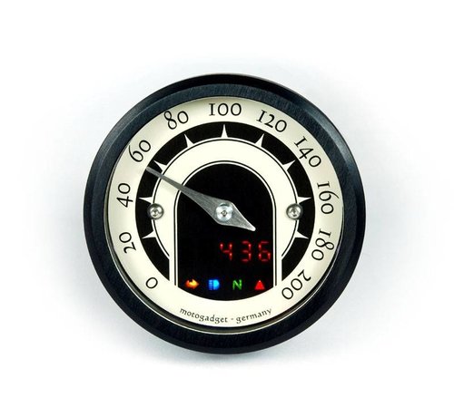 Motogadget Speedo Motoscope minuscule compteur de vitesse analogique 49 mm - Noir classique ou poli