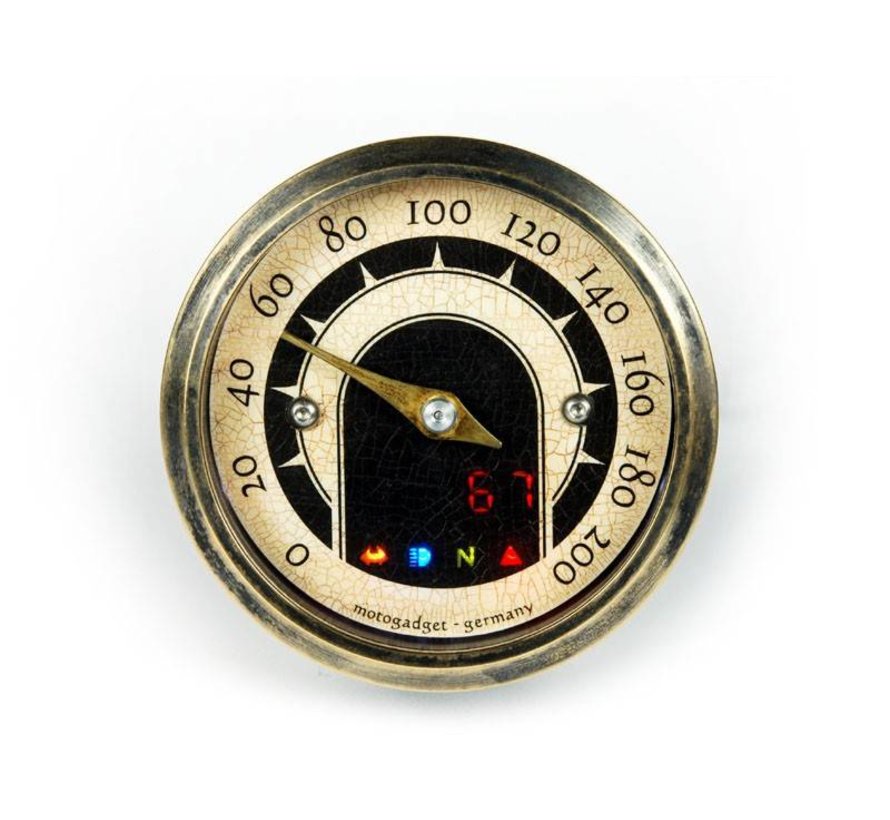Speedo Motoscope tiny analog speedo - Vintage Brass bezel Fits: > Universal