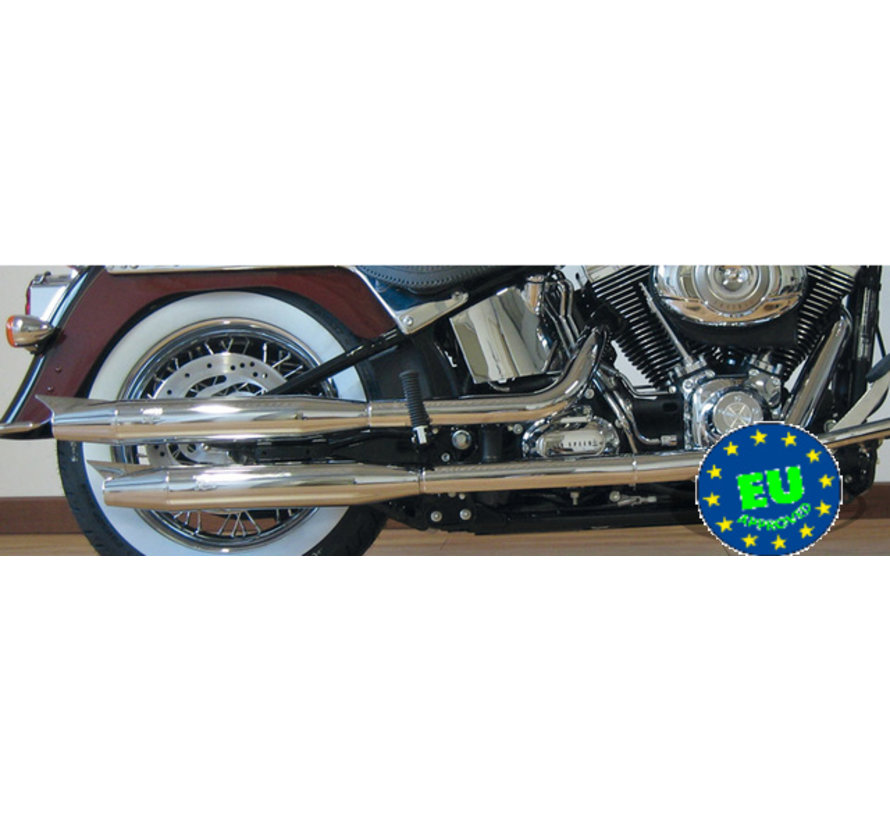 exhaust Slip on mufflers Royal Fits Softail 2007 up Fatboy FLSTF Taco Motos Amsterdam