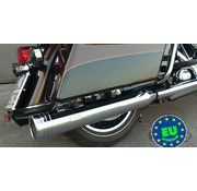 MCJ Edición 120 Slip-Ons (4.724 "de diámetro = 120 mm) con tapas de los extremos de la raya, Chrome, se ajusta a 1995 thru 2016 modelos Touring