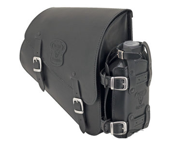 Texas leather bags Black leather bag with matte buckles mounting hardware and oil can holder