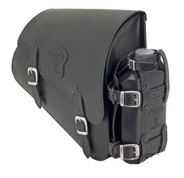 Texas leather bags Black leather bag with matte buckles mounting hardware and oil can holder