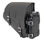 bags Black leather bag with matte buckles mounting hardware and oil can holder