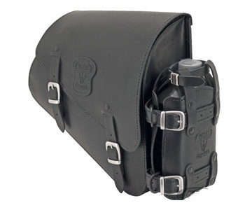 Texas leather bags Black leather bag with matte buckles mounting hardware