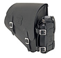 bags Black leather bag with matte buckles mounting hardware