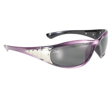 Kickstart Goggle Sunglasses Chix Sterling Grey Gradient s with Pearl Purple Frame Fits: > all Lady Bikers