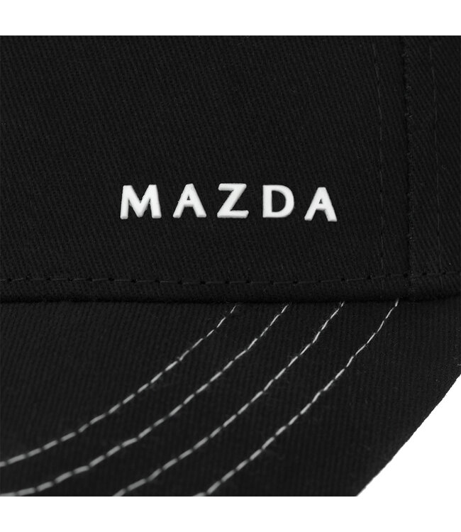 Mazda Cap schwarz mit weißen Nähten und weißem Mazda Logo