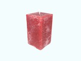 Kaars Vierkant Rustiek Rood 6x6x10 cm