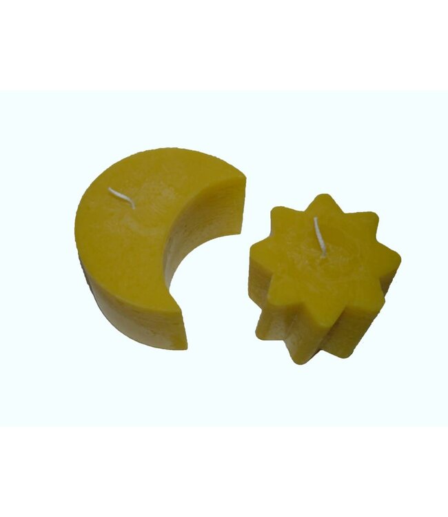 Zon & Maan kaars in de kleur geel - Leuk cadeau