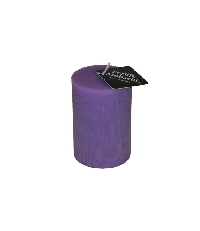 Handmade Rustieke Stompkaars Licht Paars Ø 68x100 mm