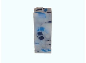 Mozaïek Kaars Vierkant Donker Blauw-Felblauw 6x6x16 cm