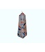 Mozaïek Kaars Obelisk Donkerblauw-Felblauw-Oranje 6,8x6,8x25 cm
