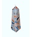 Mozaïek Kaars Obelisk Donkerblauw-Felblauw-Oranje 6,8x6,8x25 cm