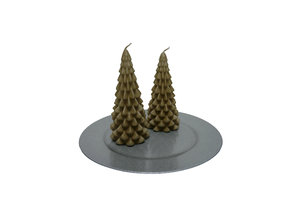 Handmade Kerstboom Kaars - Christmas Tree Candle Gold 20x10 cm