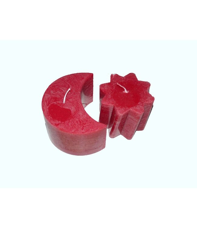 Zon & Maan kaars in de kleur Rood - Ambachtelijke kaarsen