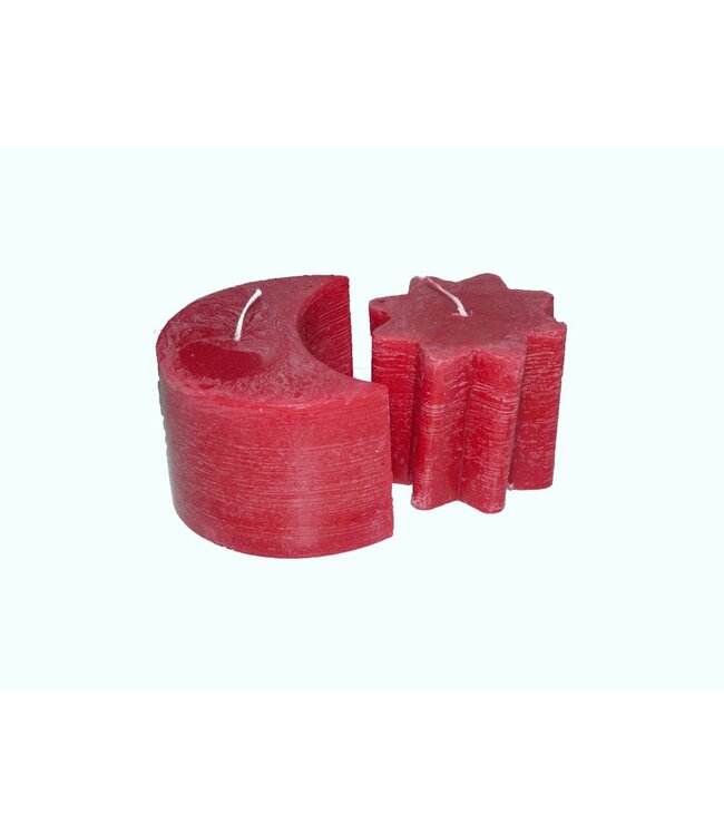 Zon & Maan kaars in de kleur Rood - Ambachtelijke kaarsen