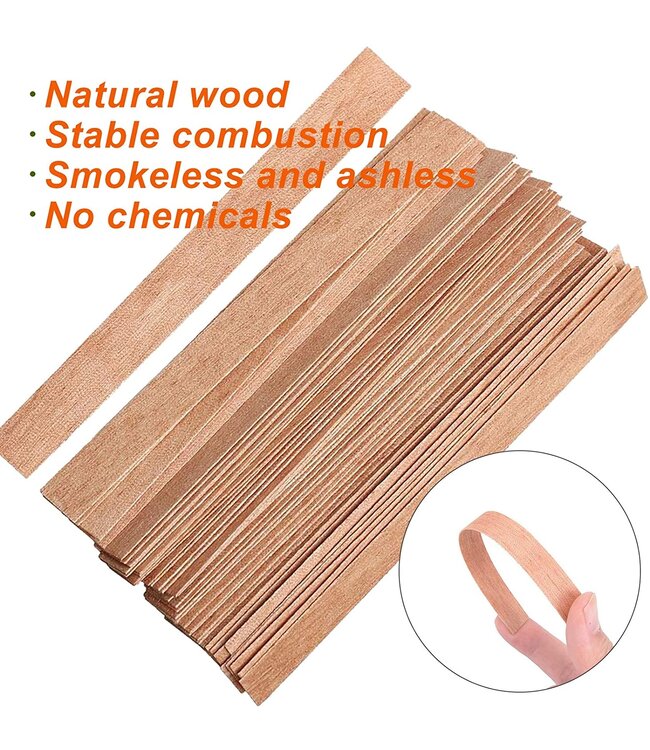 Houten pit groot 22x150 mm per 10 st. - Zelf kaarsen maken