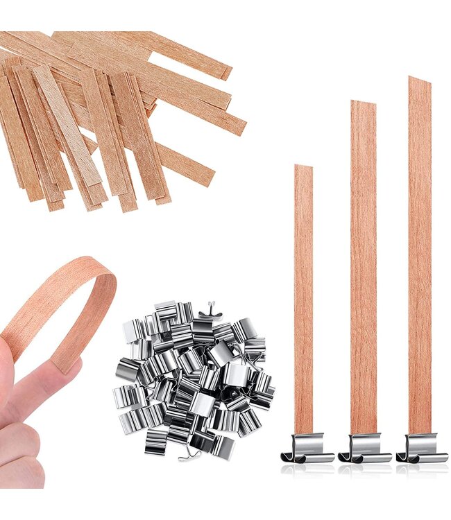 Houten pit groot 22x150 mm per 10 st. - Zelf kaarsen maken