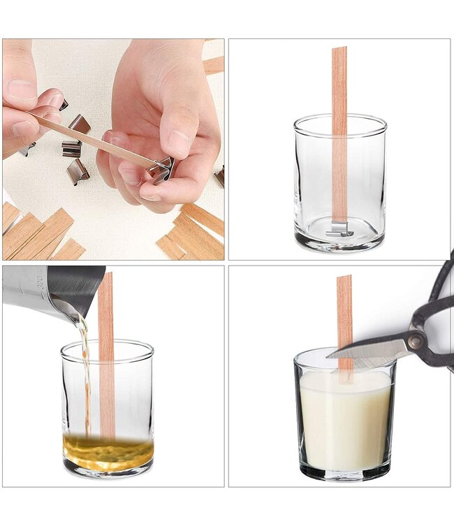 Houten pit groot 22x150 mm per 10 st. - Zelf kaarsen maken