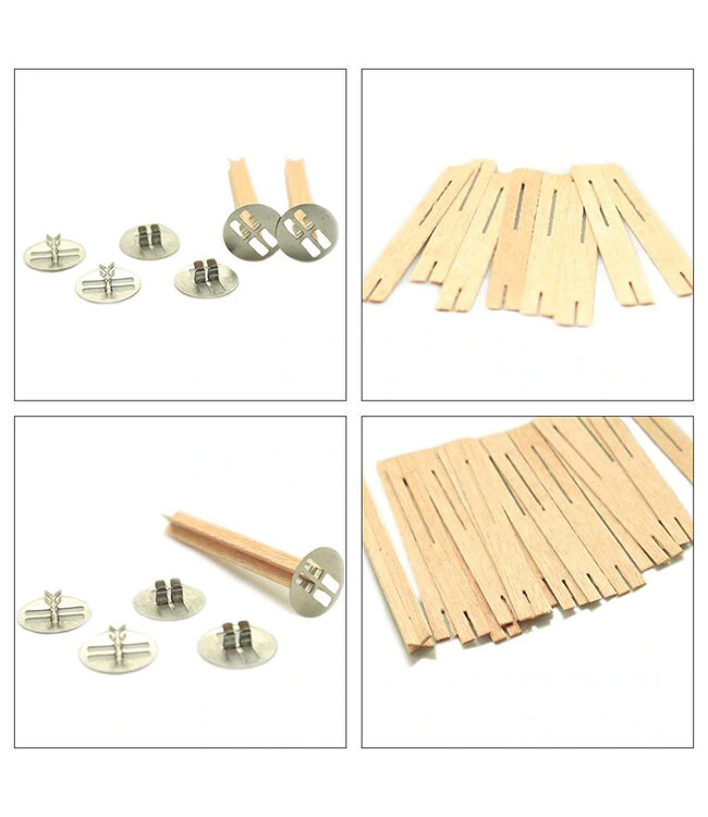 Houten pit Kruis 13x130 mm met clip per 10 st. - Zelf kaarsen maken