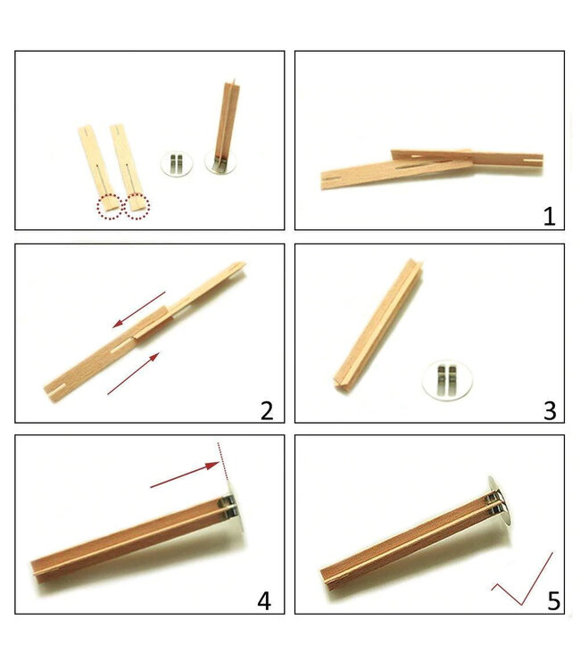 Houten pit Kruis 13x130 mm met clip per 10 st. - Zelf kaarsen maken