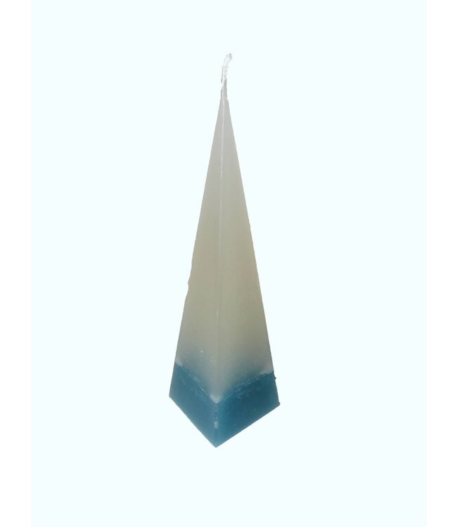 Piramide Kaars DuoColor Blauw-Wit 6x6x23 cm