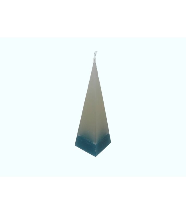 Piramide Kaars DuoColor Blauw-Wit 6x6x23 cm