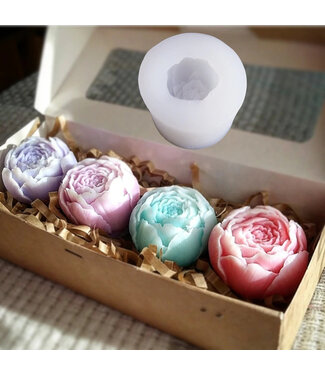 Siliconen kaarsenmal Pioenroos 58x58x35 mm