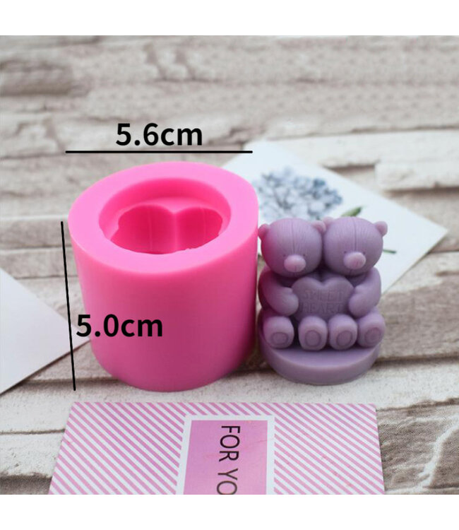 Siliconen kaarsenmal Lovely Teddybears 50x56 mm - Kaarsen maken