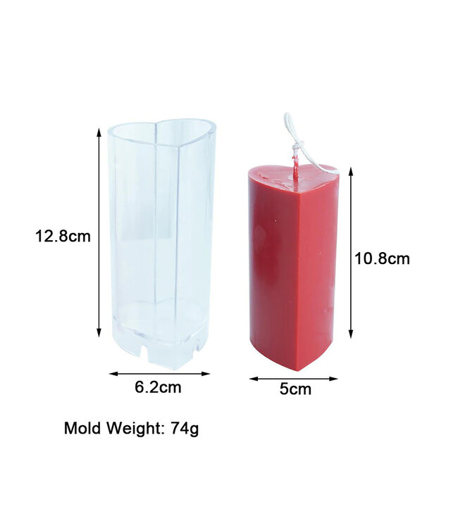 Kaarsenmal Hartpilaar Middel 128x62 mm  - Kaarsen maken