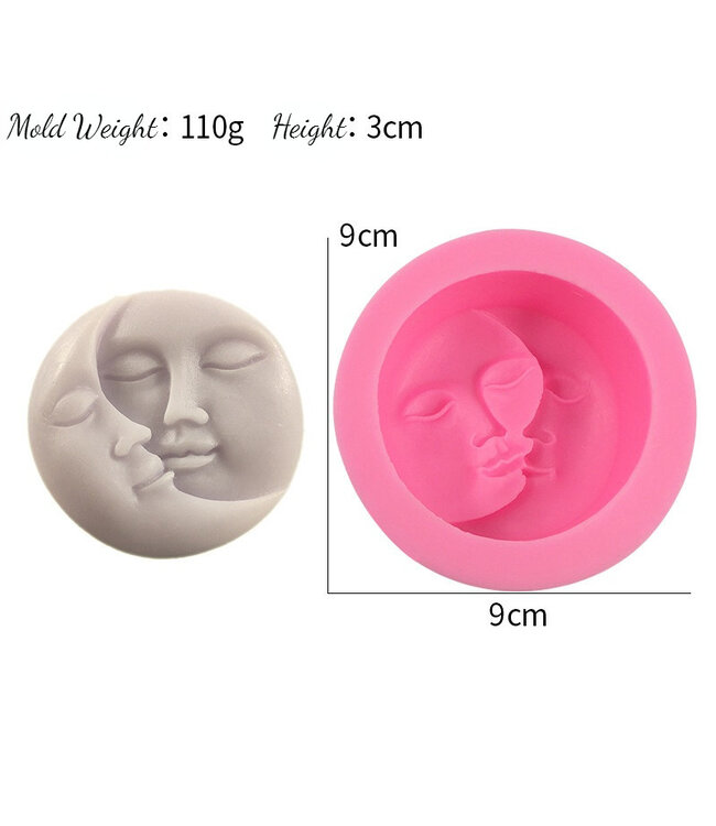 Siliconen kaarsenmal Maantjes 90x30 mm - Kaarsen maken