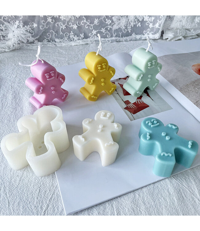 Siliconen kaarsenmal Gingerbread Man 83x68x32 mm - Kaarsen maken