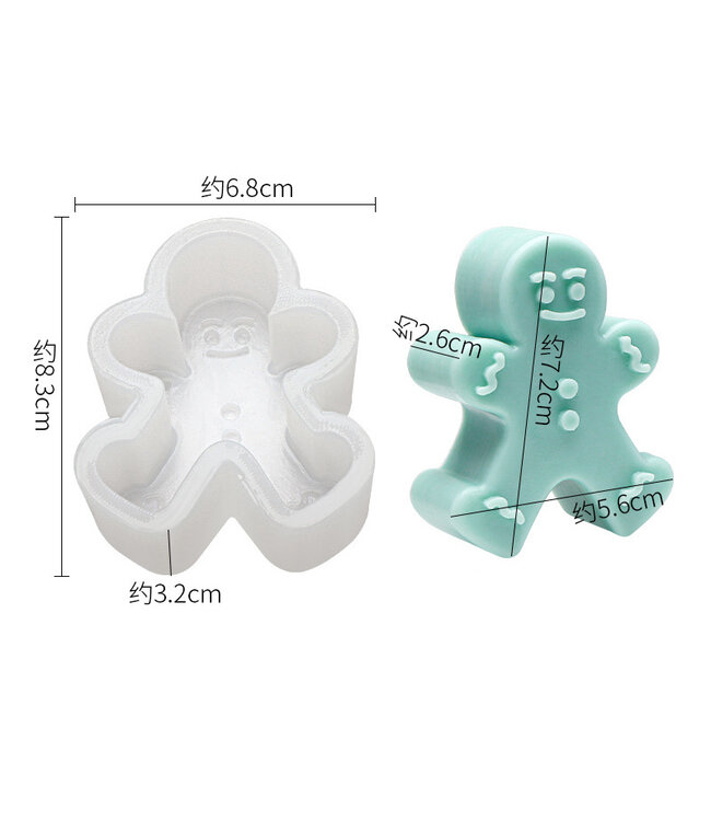 Siliconen kaarsenmal Gingerbread Man 83x68x32 mm - Kaarsen maken